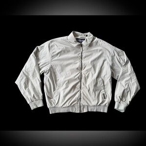 Members Only Mens L Beige Bomber Jacket Full Zip Casual Classic EUC